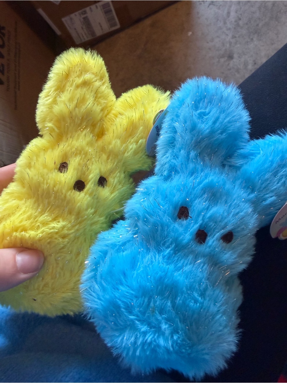 Amazon Plush Bunny Pair - Yellow and Blue Fuzzy Pets